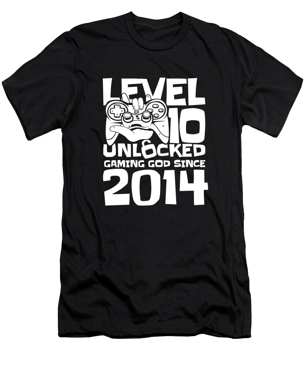 1 10 Year Old Gamer Gaming 10th Birthday Level 10 Unlocked Crazy Squirrel T-Shirt