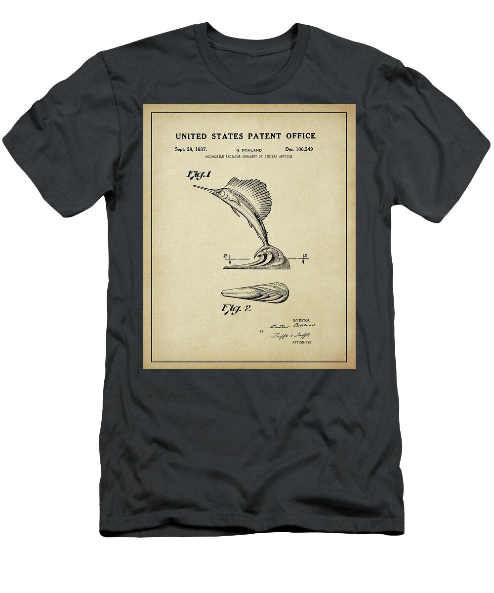 1 1937 Sailfish Hood Ornament Patent Dale Kincaid T-Shirt