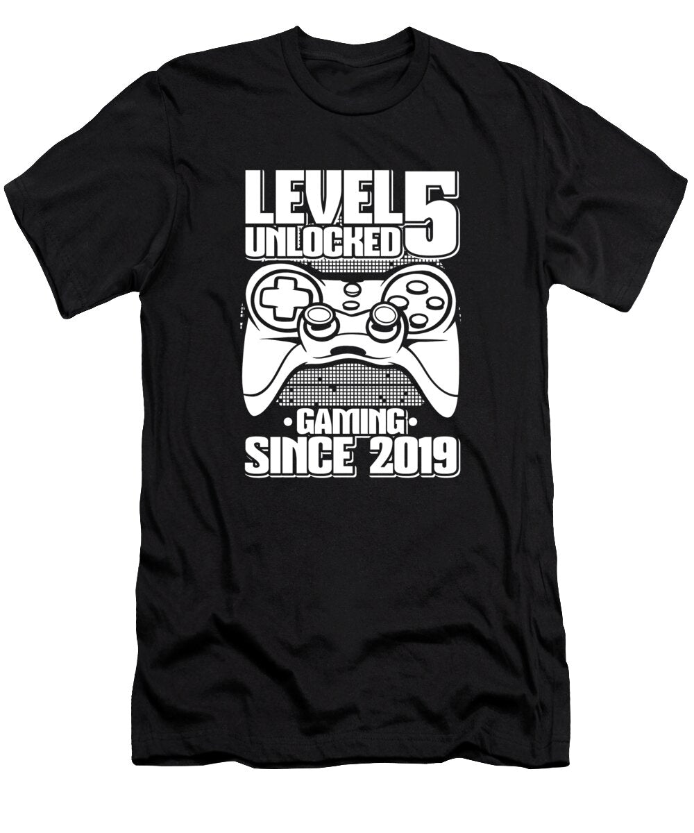 1 5 Year Old Gamer Gaming 5th Birthday Level 5 Unlocked Crazy Squirrel T-Shirt