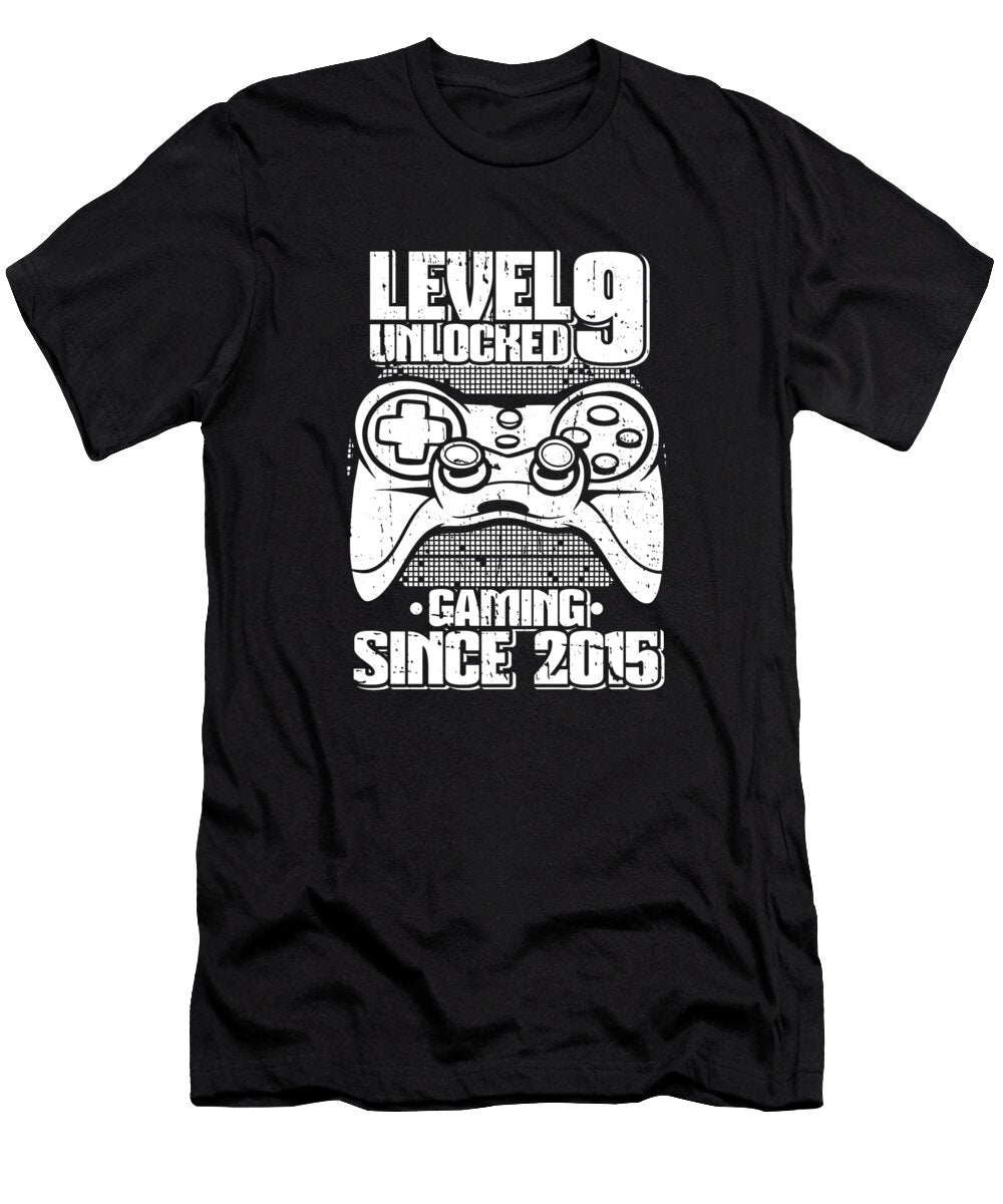 1 9 Year Old Gamer Gaming 9th Birthday Level 9 Unlocked Crazy Squirrel T-Shirt