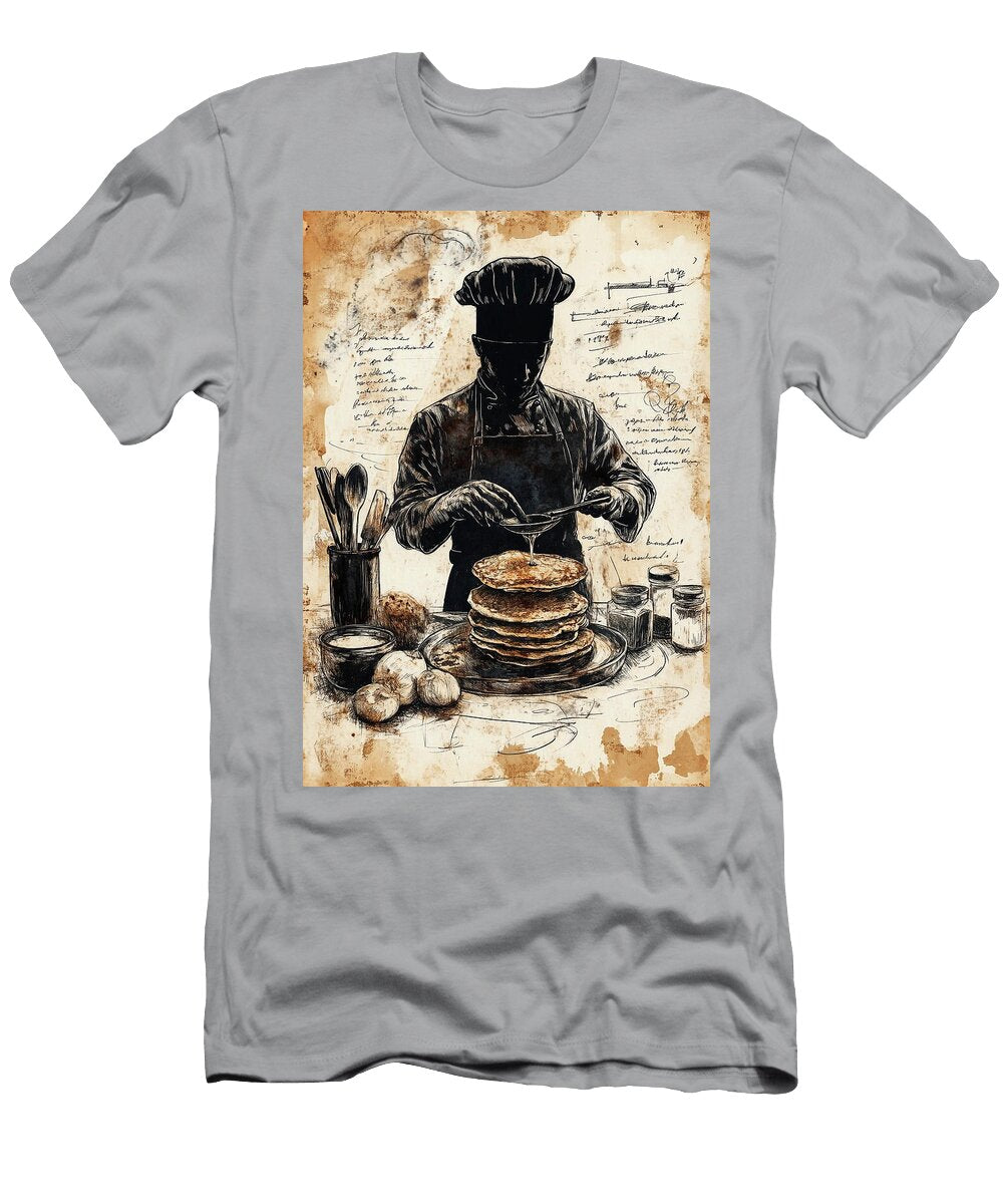 1 a Chef Flipping a Pancake Surrounded By Utensils and Ingredients on a Kitchen Background Cortez Schinner T-Shirt