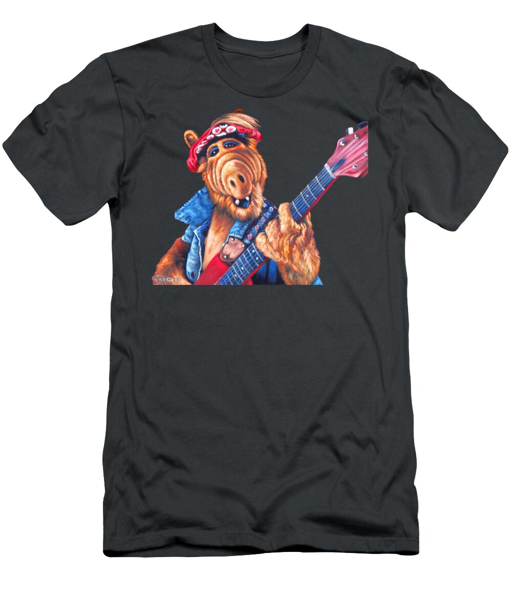 1 Alf Playing Guitar Oil on Velvet By Jorge Torrones Jorge Terrones T-Shirt