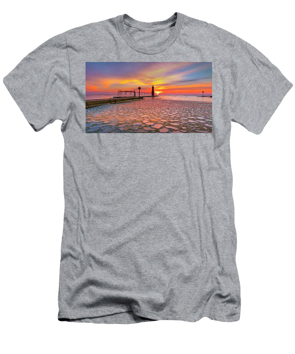 1 Algoma Harbor Covered in Pancake Ice Reflecting the Colorful Sky At Sunrise James Brey T-Shirt