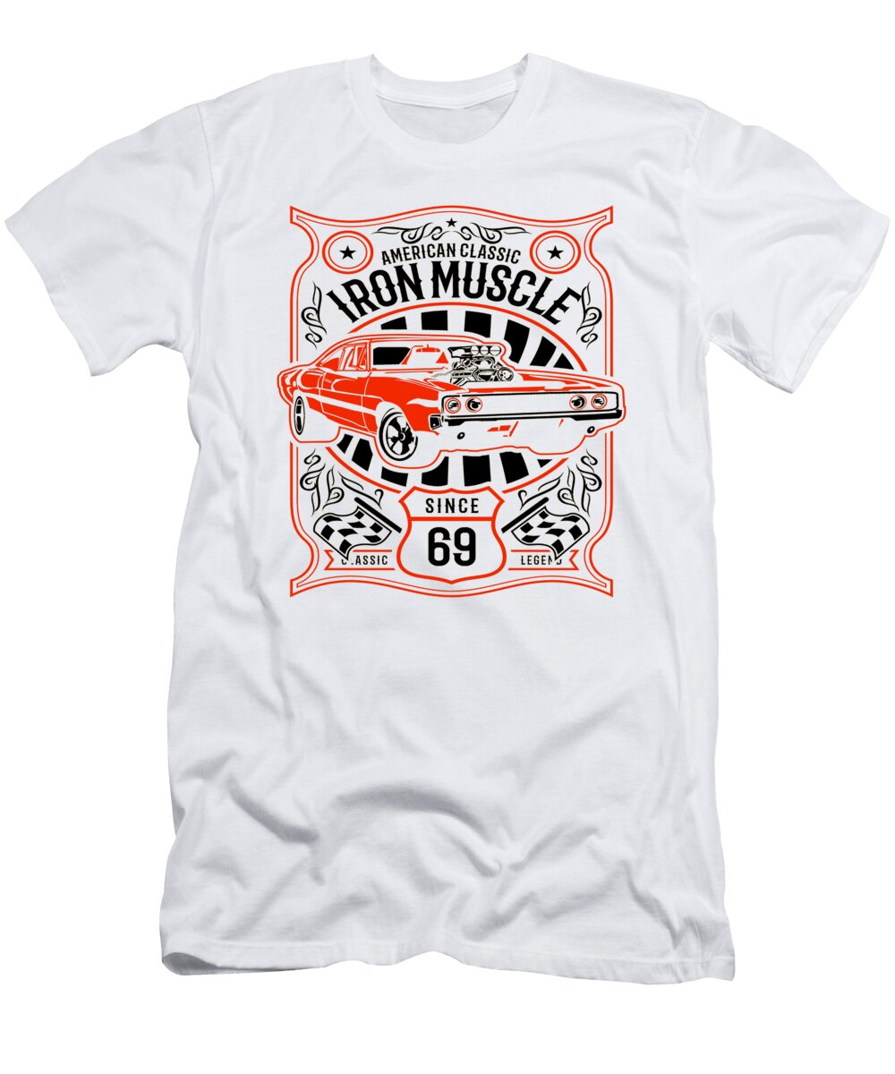 1 American Classic Muscle Car Vintage Cars Riders Florian Dold Art T-Shirt