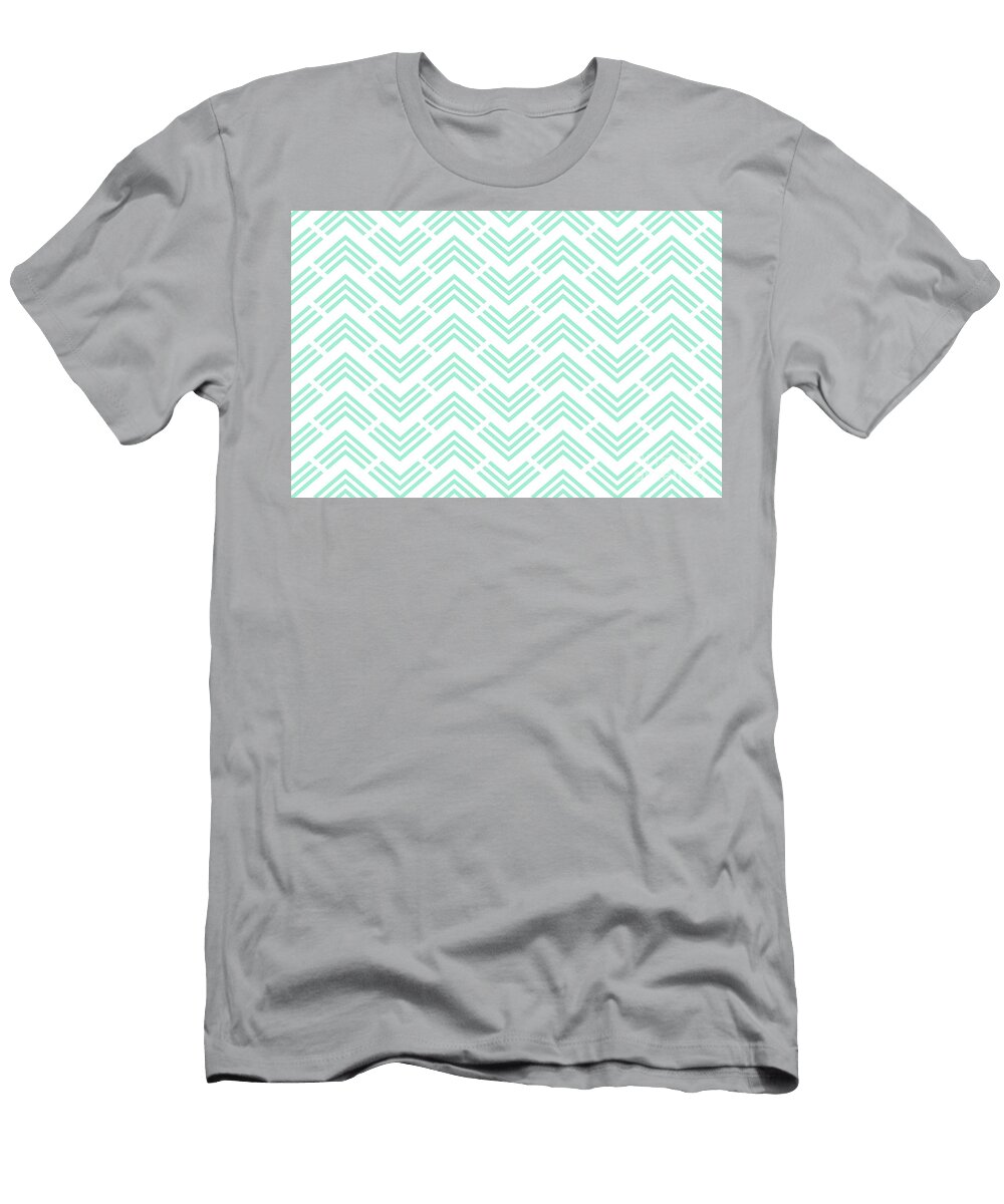 1 Aqua and White Chevron Rhombus Arrow Pattern Petite Pattern Minimal Graphic Designs T-Shirt