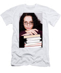 1 Attractive Woman with Stack of Books Liss Art Studio T-Shirt