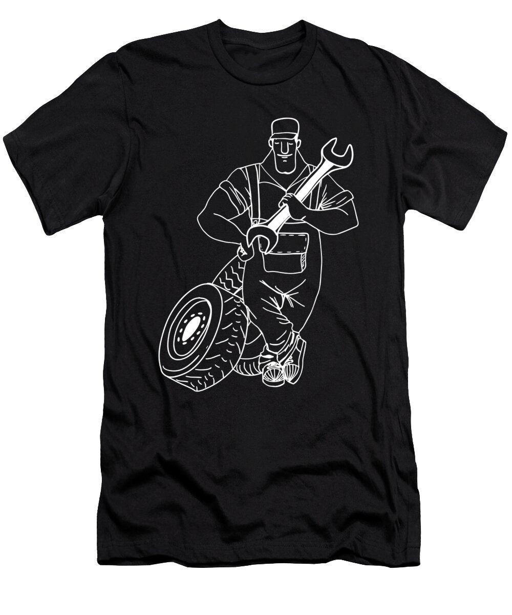 1 Auto Garage Workshop Car Mechanic Crazy Squirrel T-Shirt