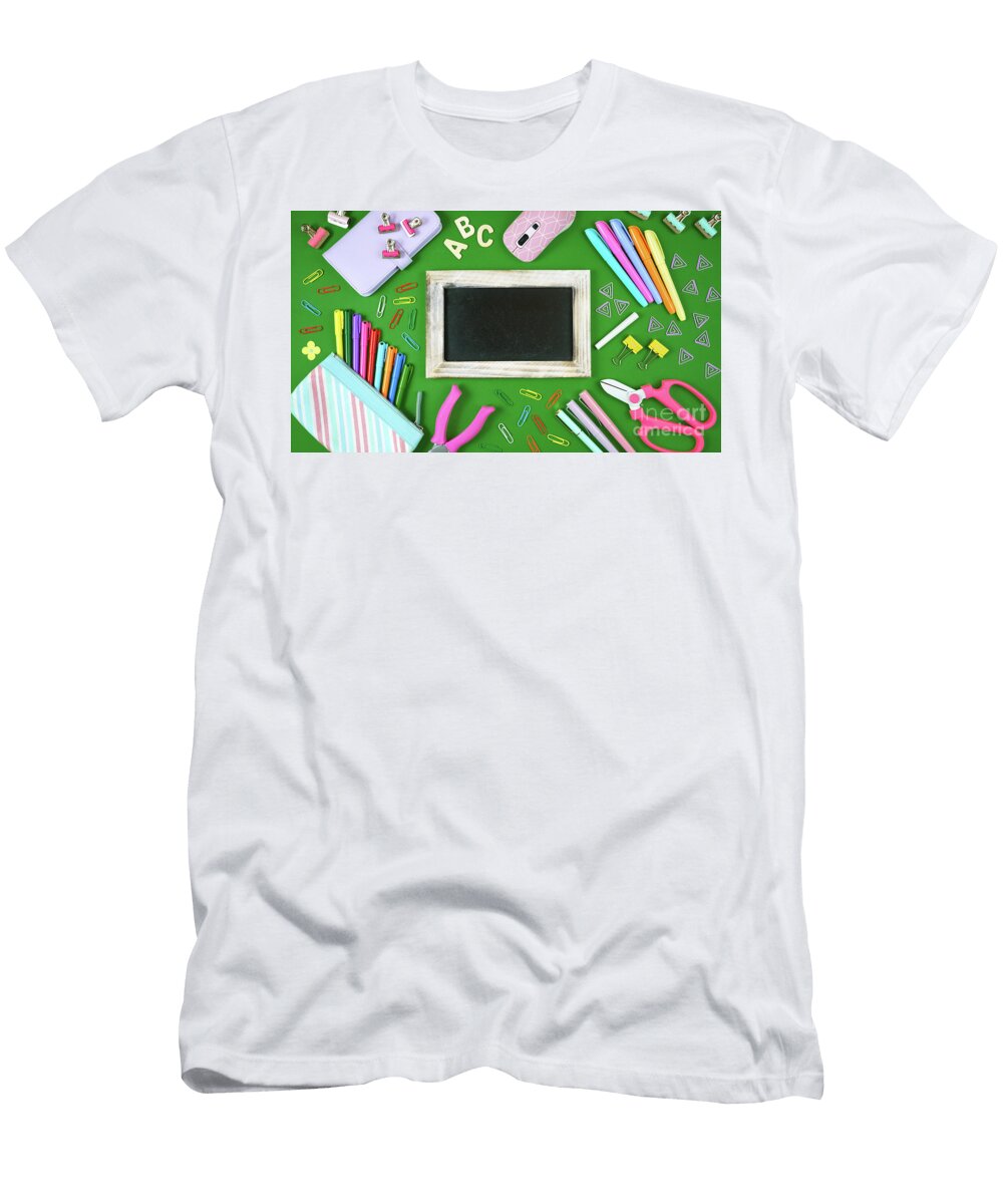 1 Back to School Blackboard Concept Flat Lay Overhead Milleflore Images T-Shirt