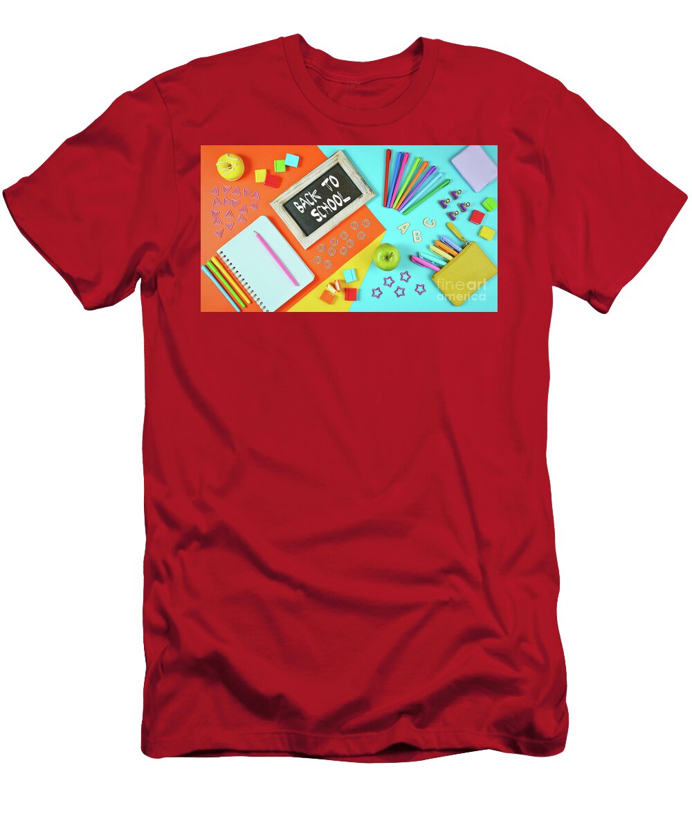 1 Back to School Colorful Kids Theme Concept Flat Lay Milleflore Images T-Shirt
