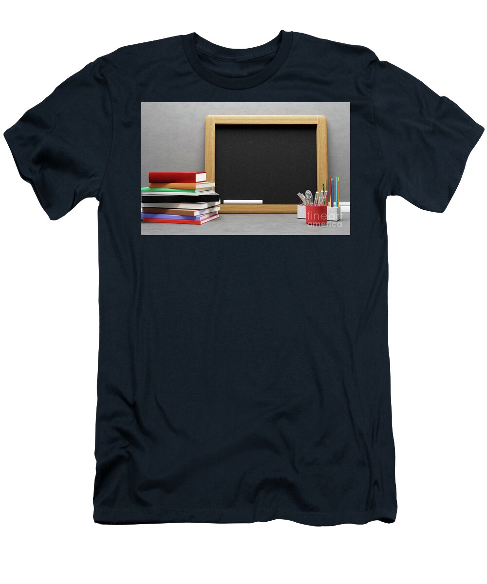 1 Back to School Empty Blackboard and Stationery Michal Bednarek T-Shirt