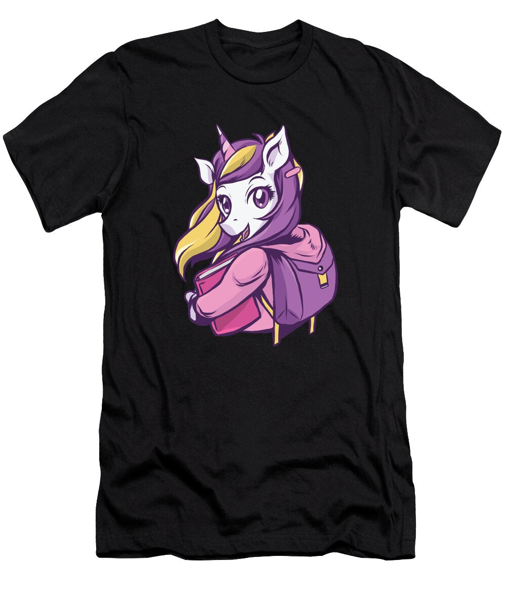 1 Back to School Pink Purple Unicorn Cute and Funny Animal Art Designs T-Shirt