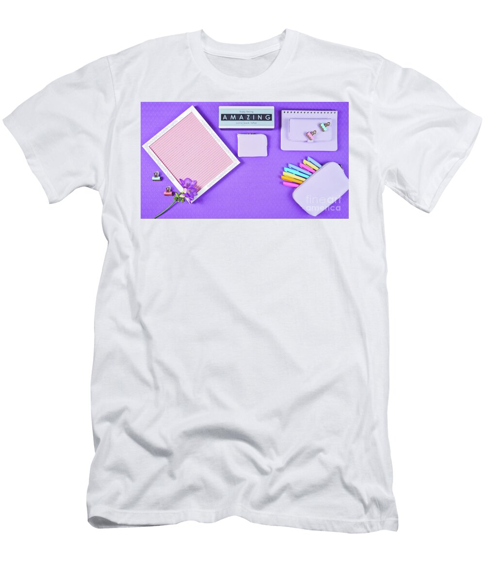1 Back to School Purple Teens Theme Concept Flat Lay Milleflore Images T-Shirt