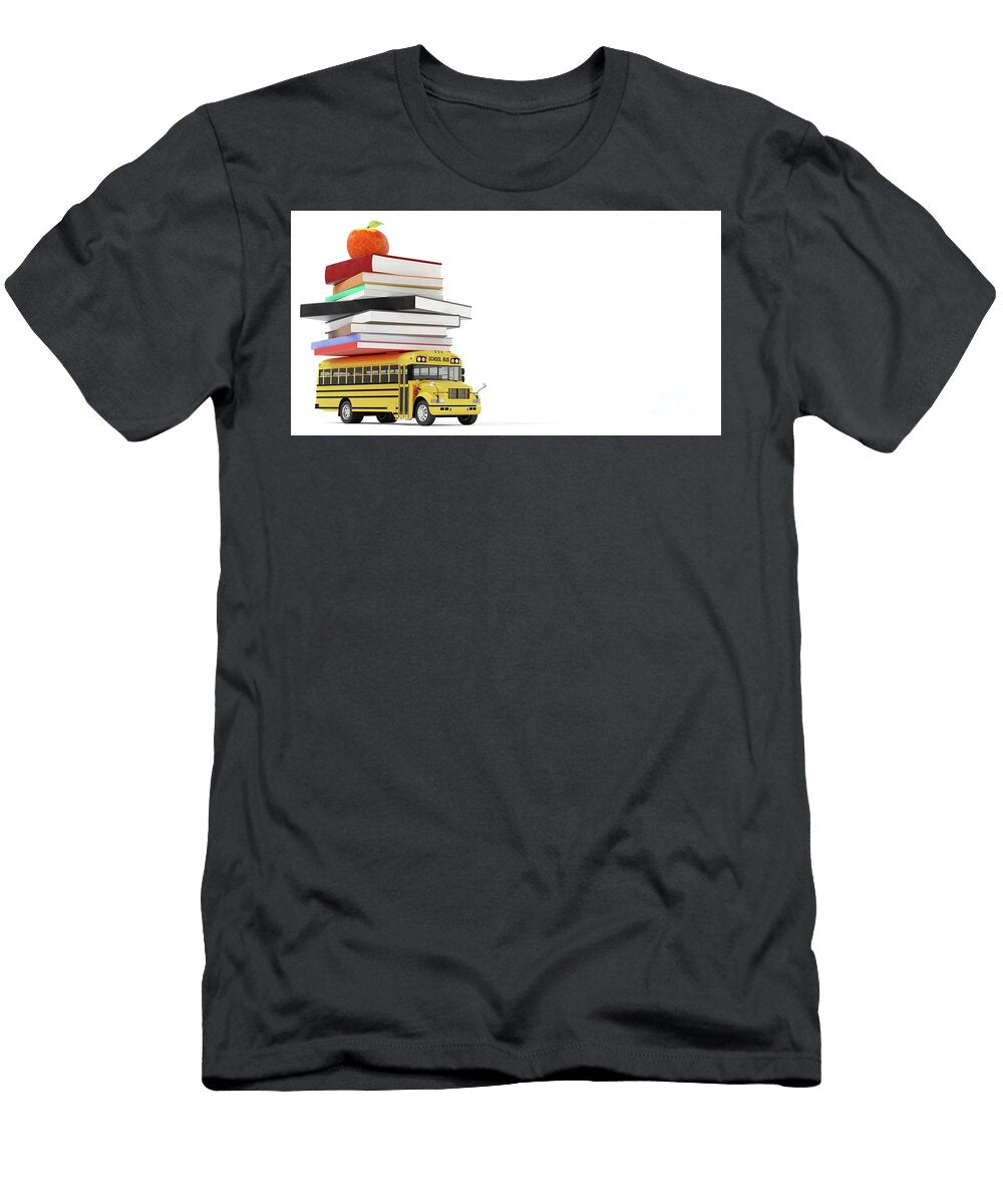 1 Back to School Yellow School Bus with Books Isolated on White Michal Bednarek T-Shirt