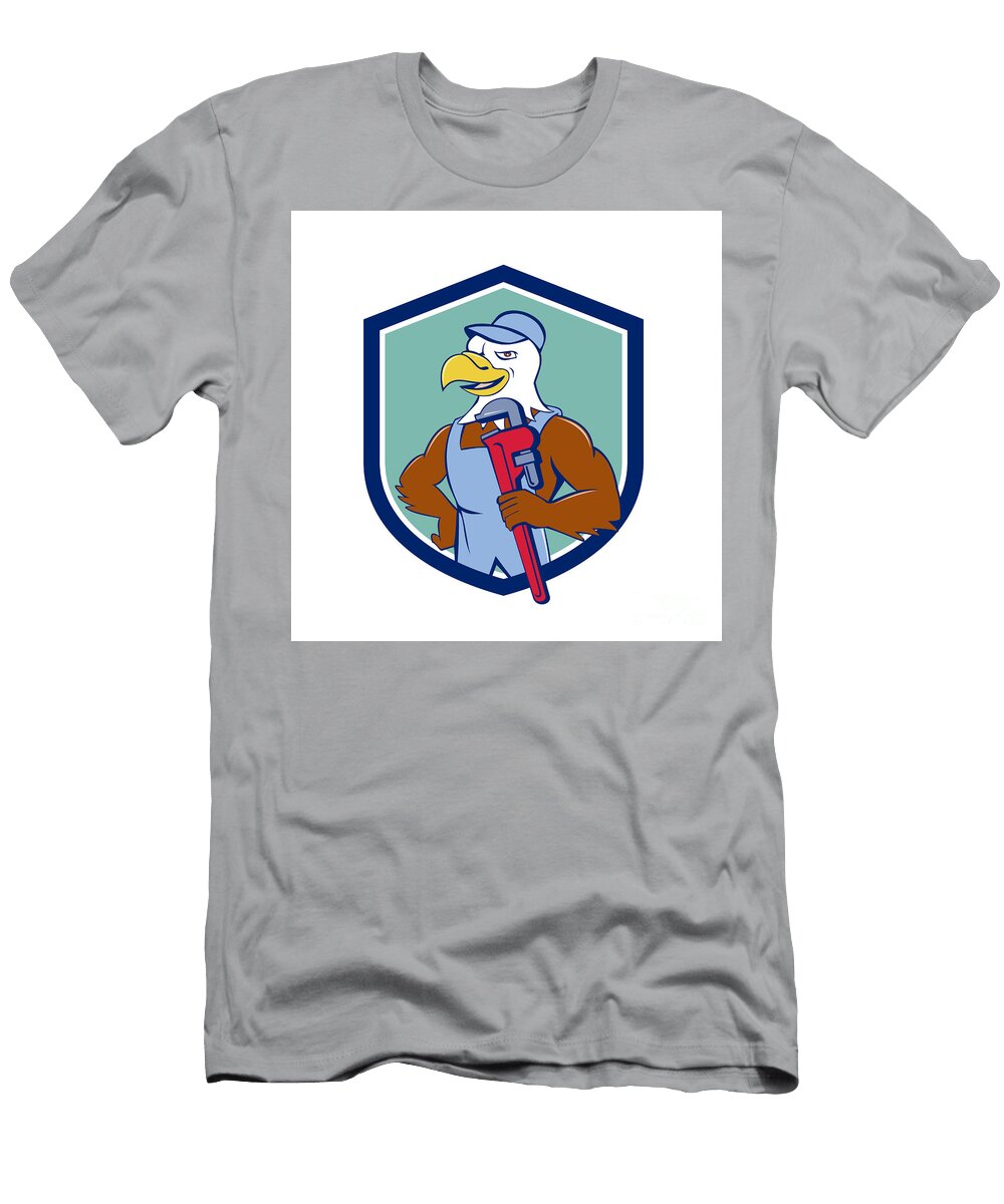 1 Bald Eagle Plumber Monkey Wrench Crest Cartoon Aloysius Patrimonio T-Shirt