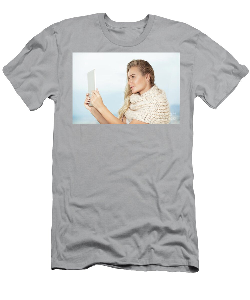 1 Beautiful Student Girl with Tablet Anna Om T-Shirt