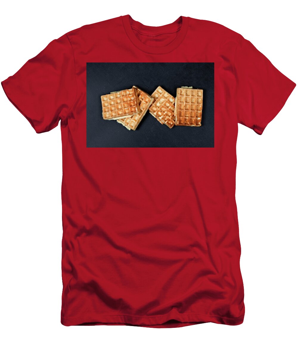 1 Belgium Waffers on Black Board Background Liss Art Studio T-Shirt