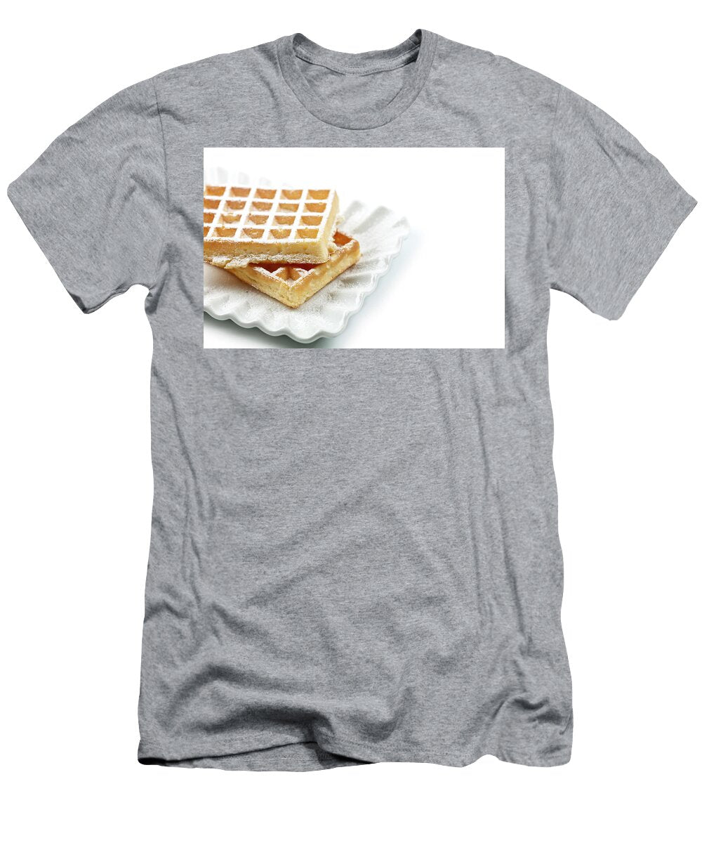 1 Belgium Waffers with Sugar Powder on Ceramic Plate Isolated on W Liss Art Studio T-Shirt