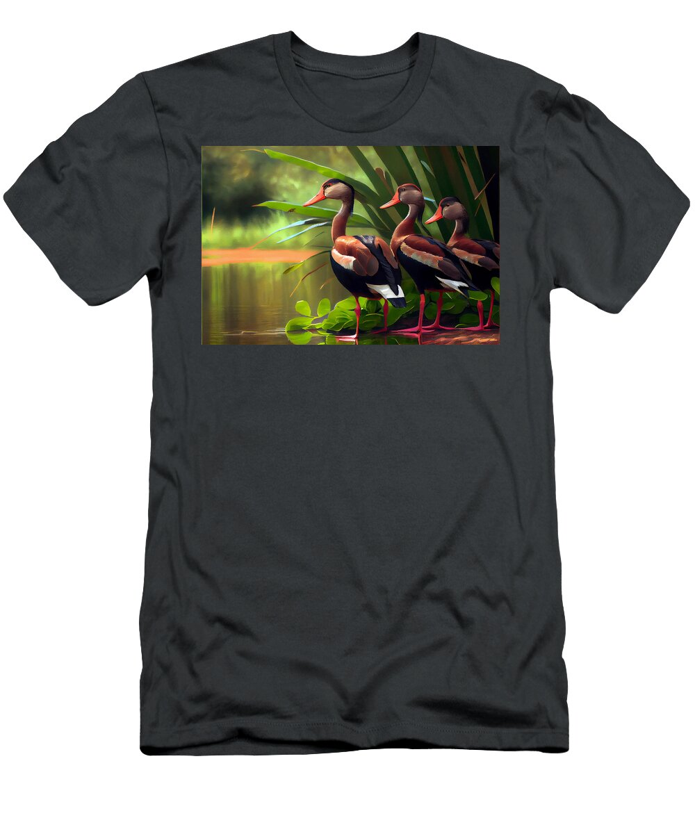 1 Black Bellied Whistling Ducks in a Jack Kirby S By Asar Studios Celestial Images T-Shirt
