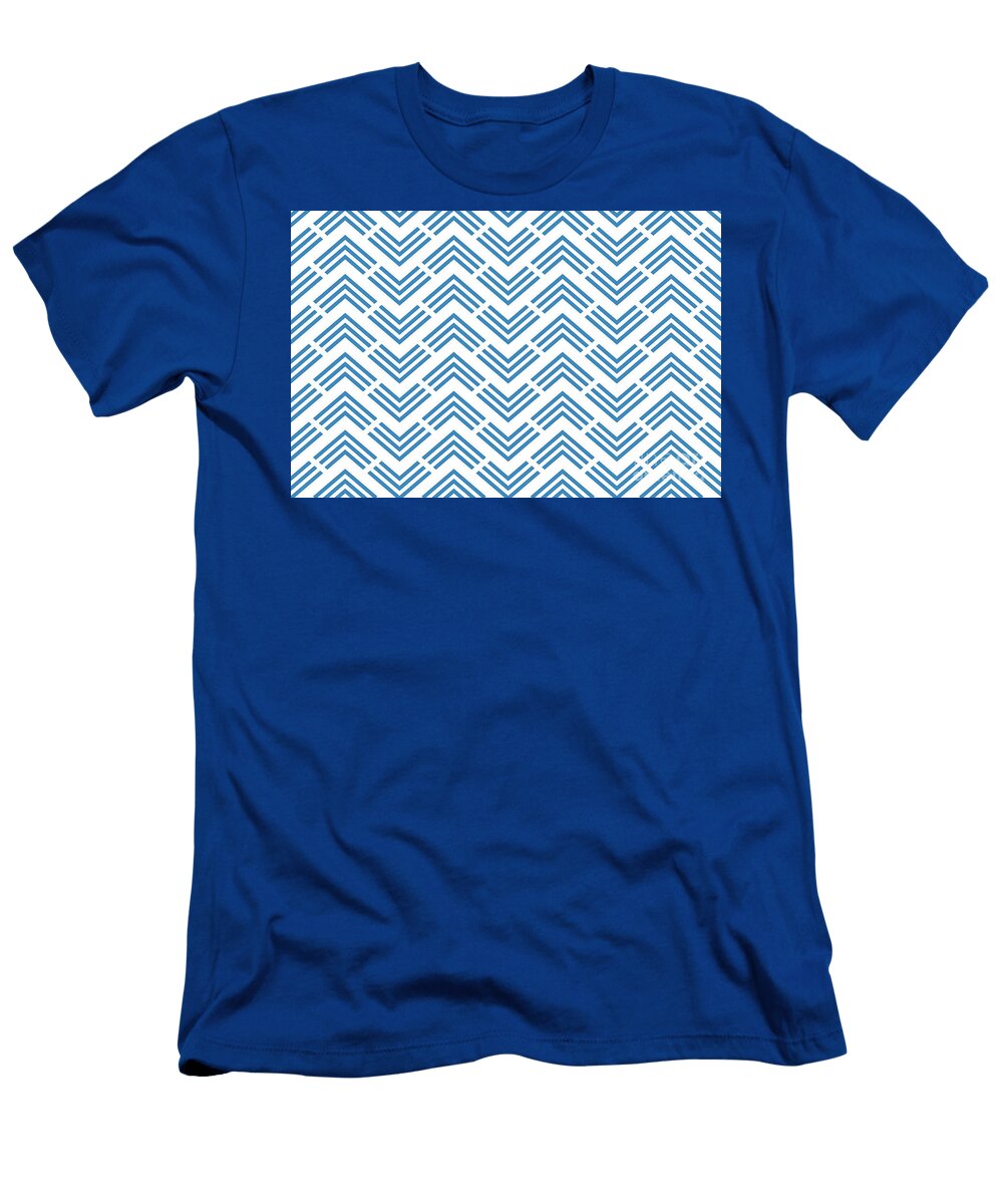 1 Blue and White Chevron Rhombus Arrow Pattern Petite Pattern Minimal Graphic Designs T-Shirt