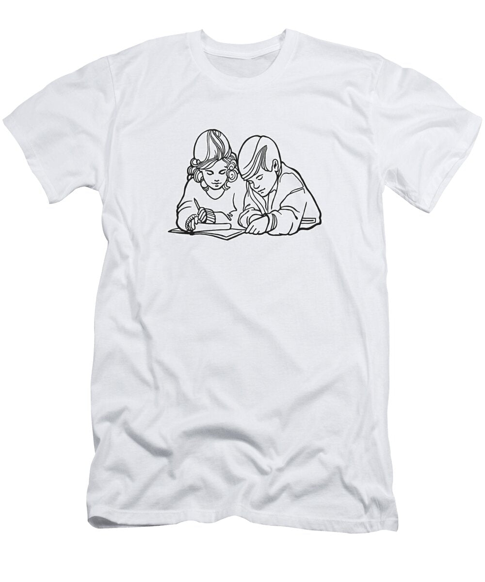 1 Boy and Girl Studying Csa Images T-Shirt