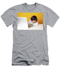 1 Boy Child Businessman in a White and Bow Tie Sits At a Laptop At a Desk in a White Office Elena Saulich T-Shirt