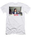 1 Boy Child Draws on Paper with a Ruler on a Table Sitting By the Window Elena Saulich T-Shirt