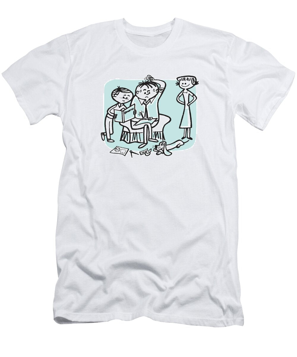 1 Boy Getting Help with Math Homework From His Confused Father While Mother Looks on Csa Images T-Shirt