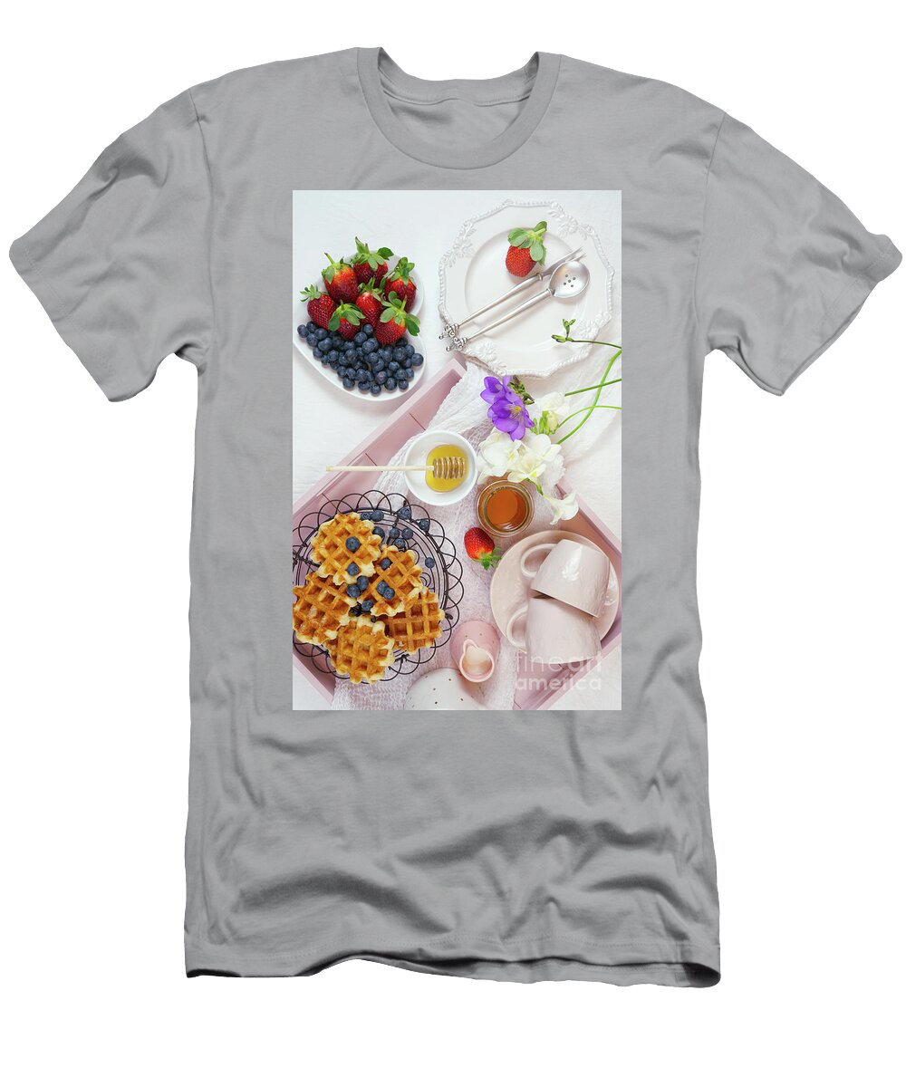 1 Breakfast Tray with Waffles Honey and Fruit Milleflore Images T-Shirt