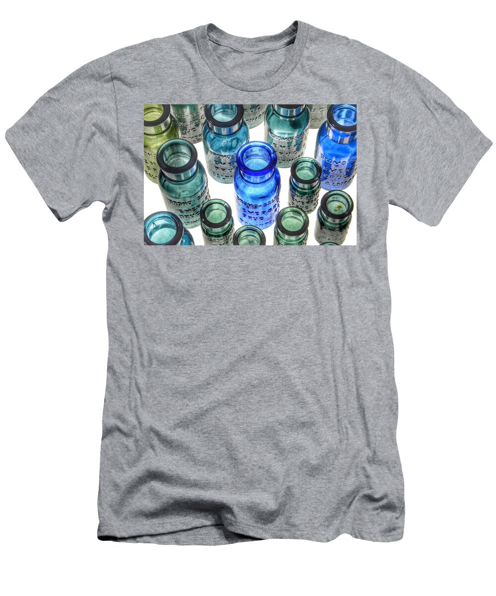 1 Bromo Seltzer Vintage Glass Bottles Collection Rare Greens Marianna Mills T-Shirt