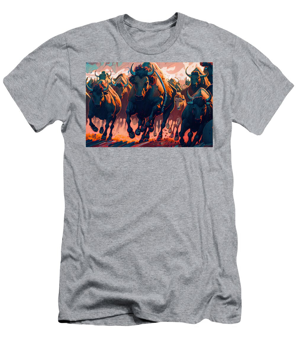 1 Buffalo Stampede in a Jack Kirby Style Gentle a By Asar Studios Celestial Images T-Shirt