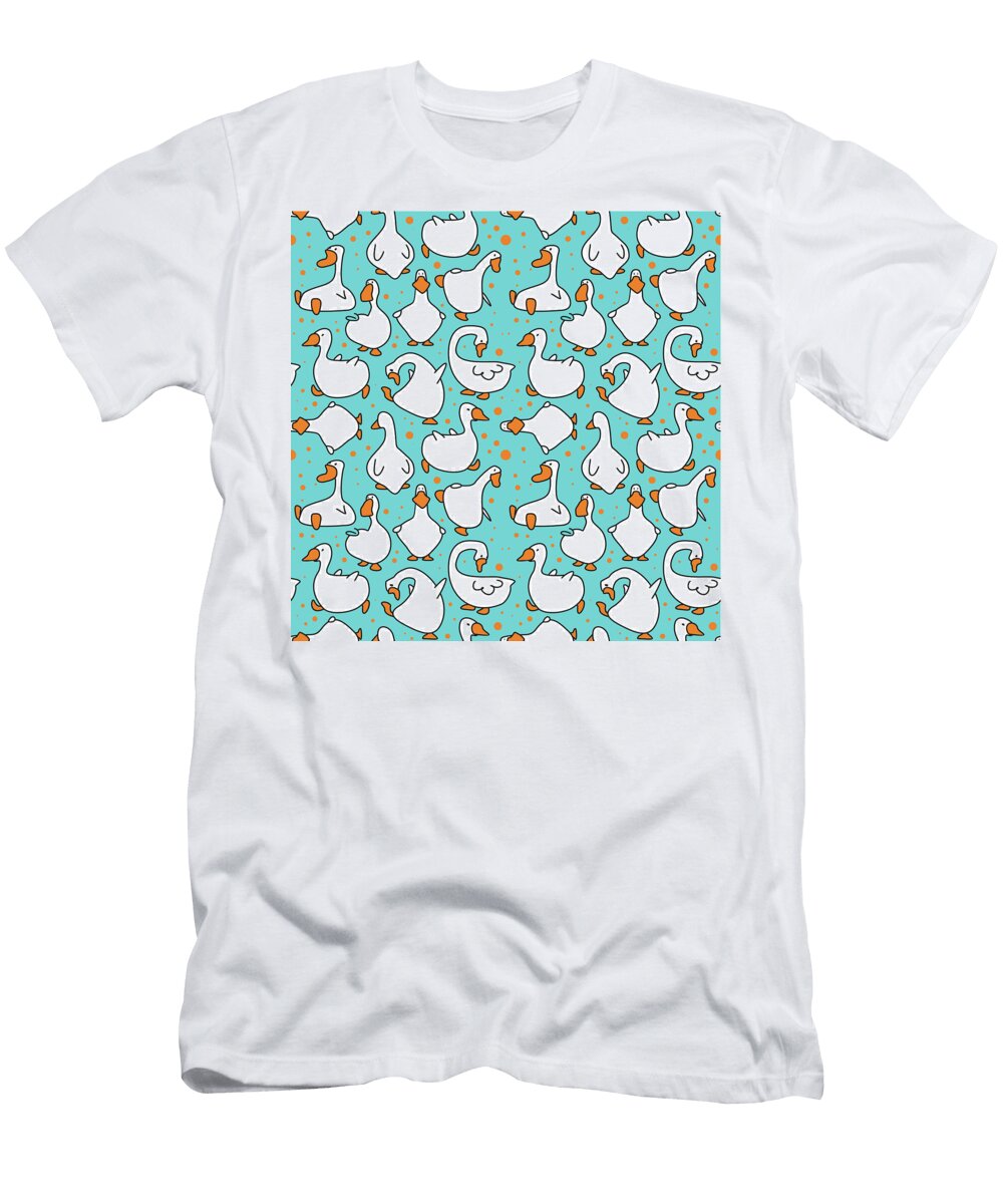 1 Cartoon Funny Goose Hand Drawn Illustration of a Bird Julien T-Shirt