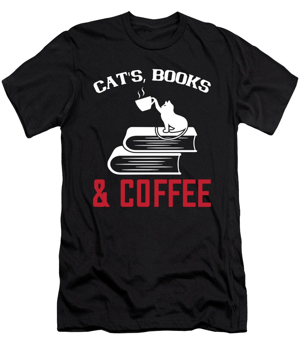 1 Cats Books and Coffee Jacob Zelazny T-Shirt