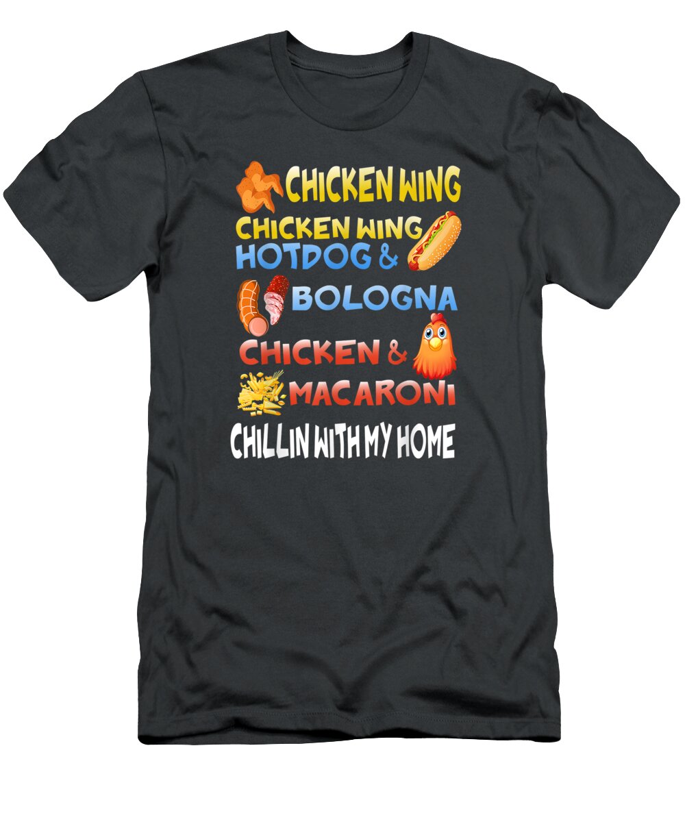 1 Chicken Wing Chicken Wing Hotdog and Bologna Kids Men Black T-Shirt
