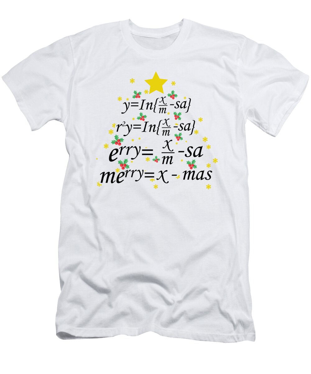 1 Christmas Teacher Christmas Math Teacher Tree Florian Dold Art T-Shirt
