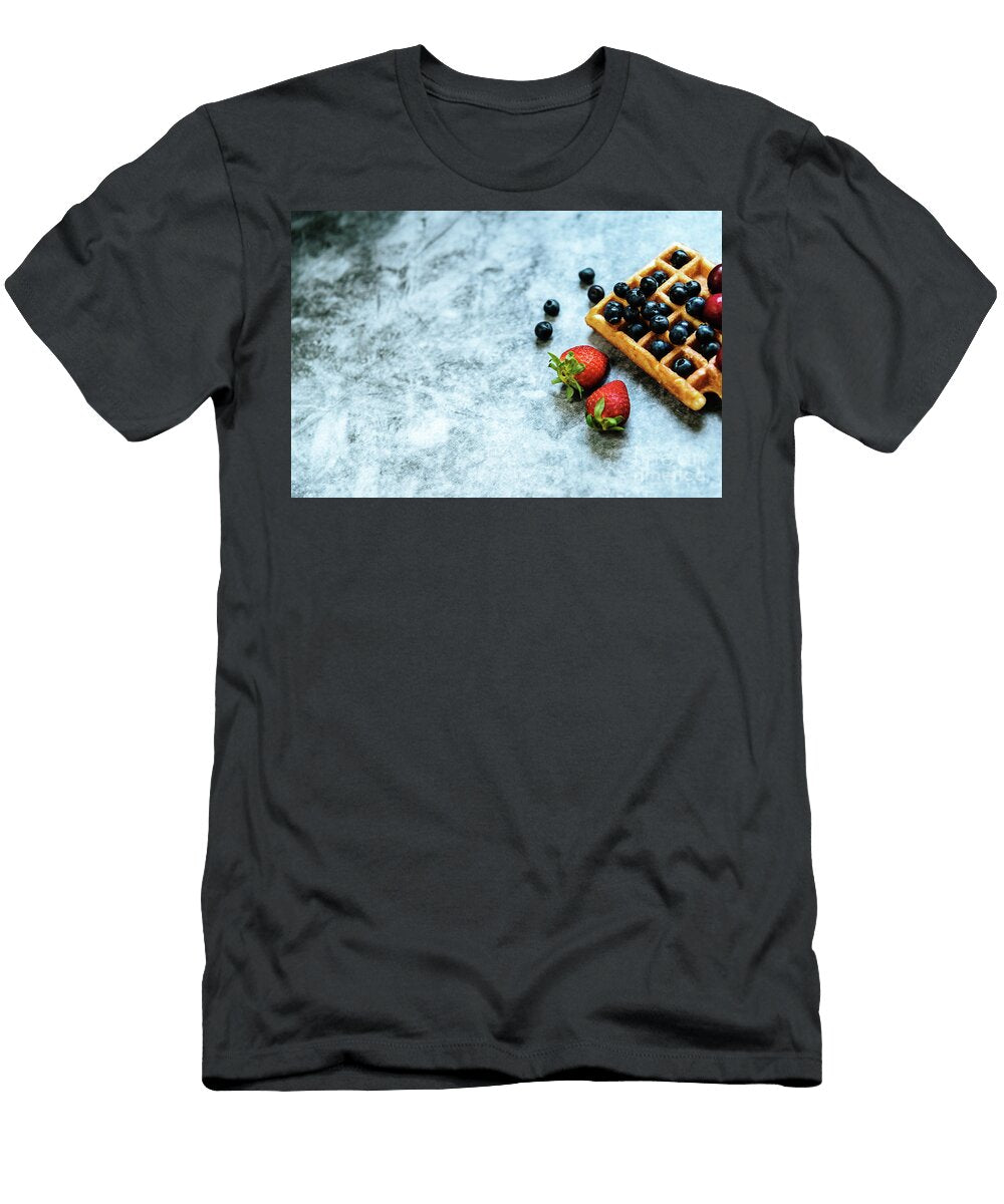 1 Clean Background with Negative Space for Healthy Food and Antioxidant Fruits and a Waffle As Junk Food Joaquin Corbalan T-Shirt