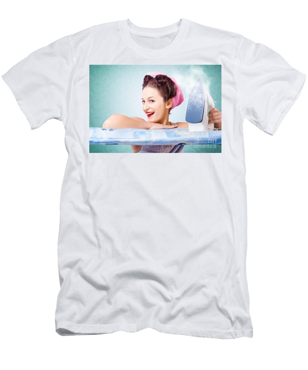 1 Cleaning Pin Up Housewife with Hot Clothing Iron Ryan Jorgensen T-Shirt