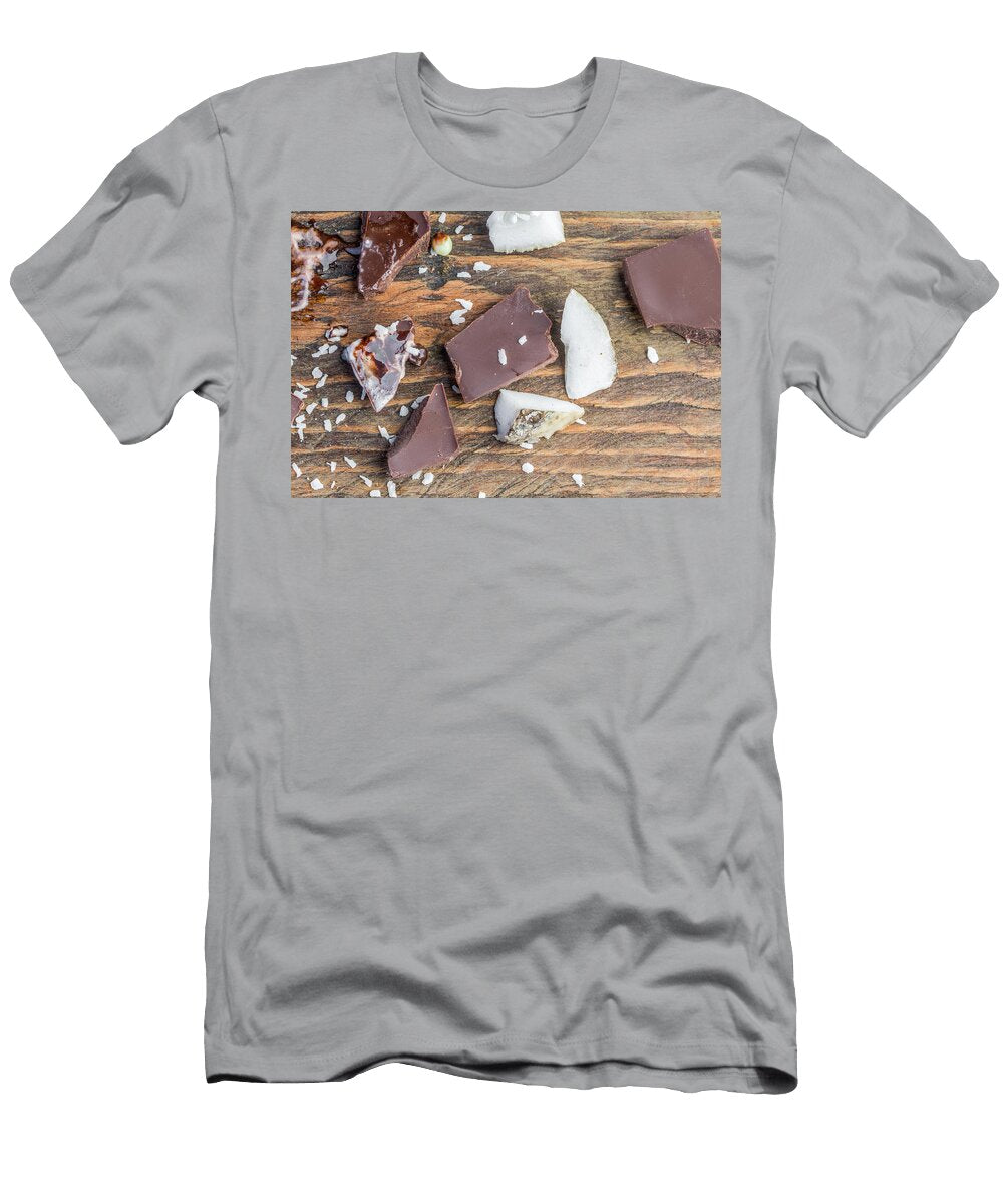 1 Coconut Slices with Chocolate on Wooden Table Oleg Yermolov T-Shirt