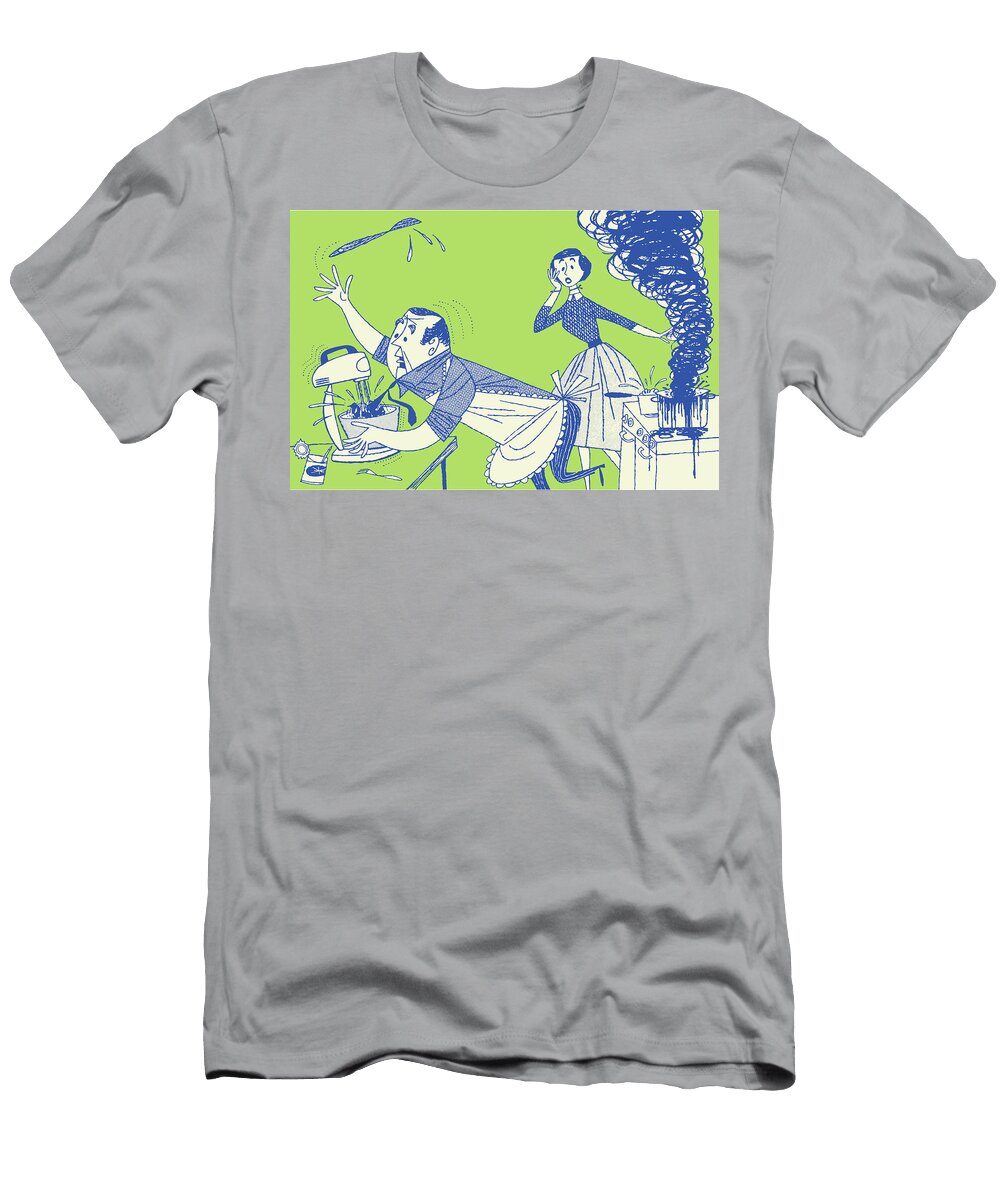 1 Couple Having Kitchen Disasters Csa Images T-Shirt