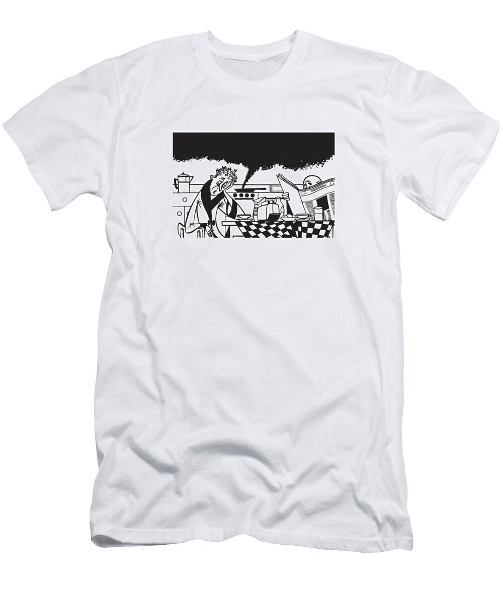 1 Couple in Kitchen and Food Burning Csa Images T-Shirt