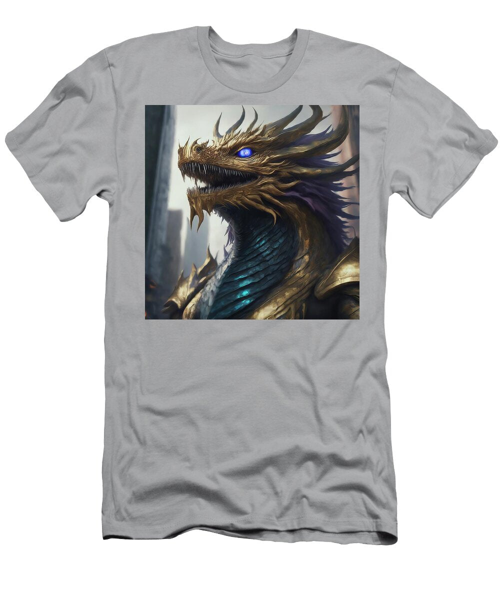 1 Cyberpunk Neon Dragon with Glowing Blue Eyes Talha Khan T-Shirt