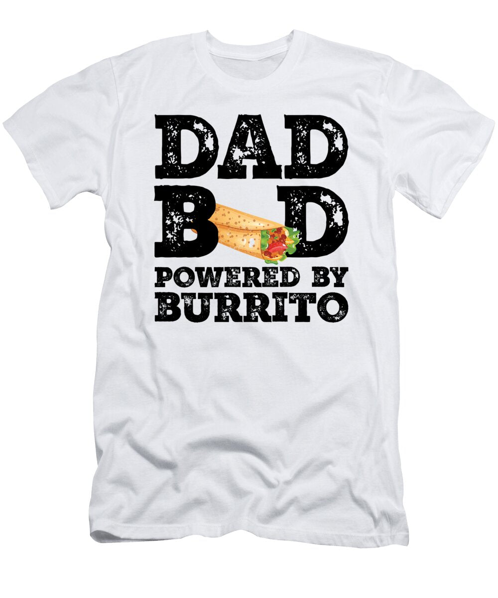 1 Dad Bod Powered By Burrito Father Figure Gifts Idea with Funny Graphic for Food Lovers Orange Pieces T-Shirt