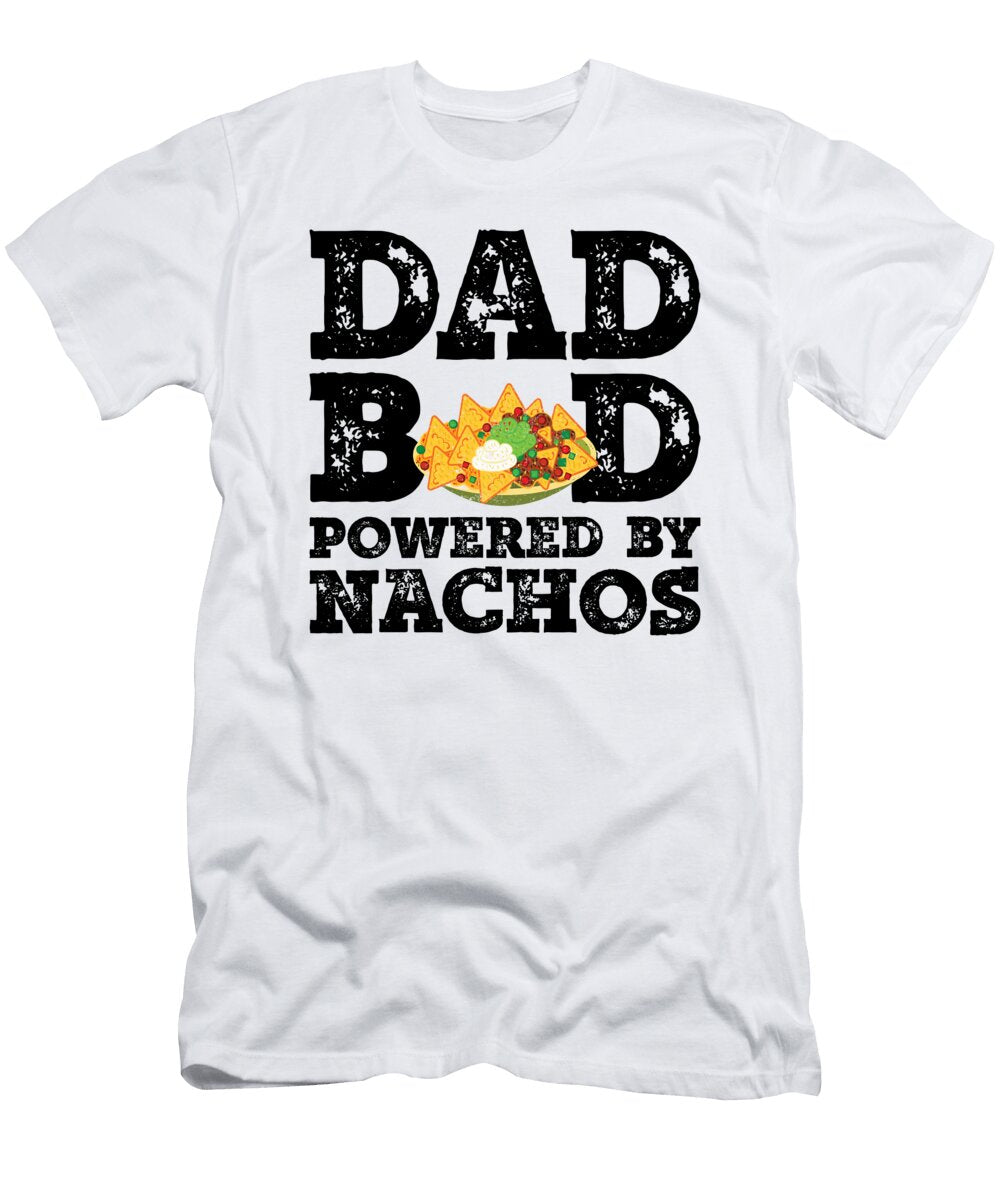 1 Dad Bod Powered By Nachos Father Figure Gifts Idea with Funny Graphic for Food Lovers Orange Pieces T-Shirt