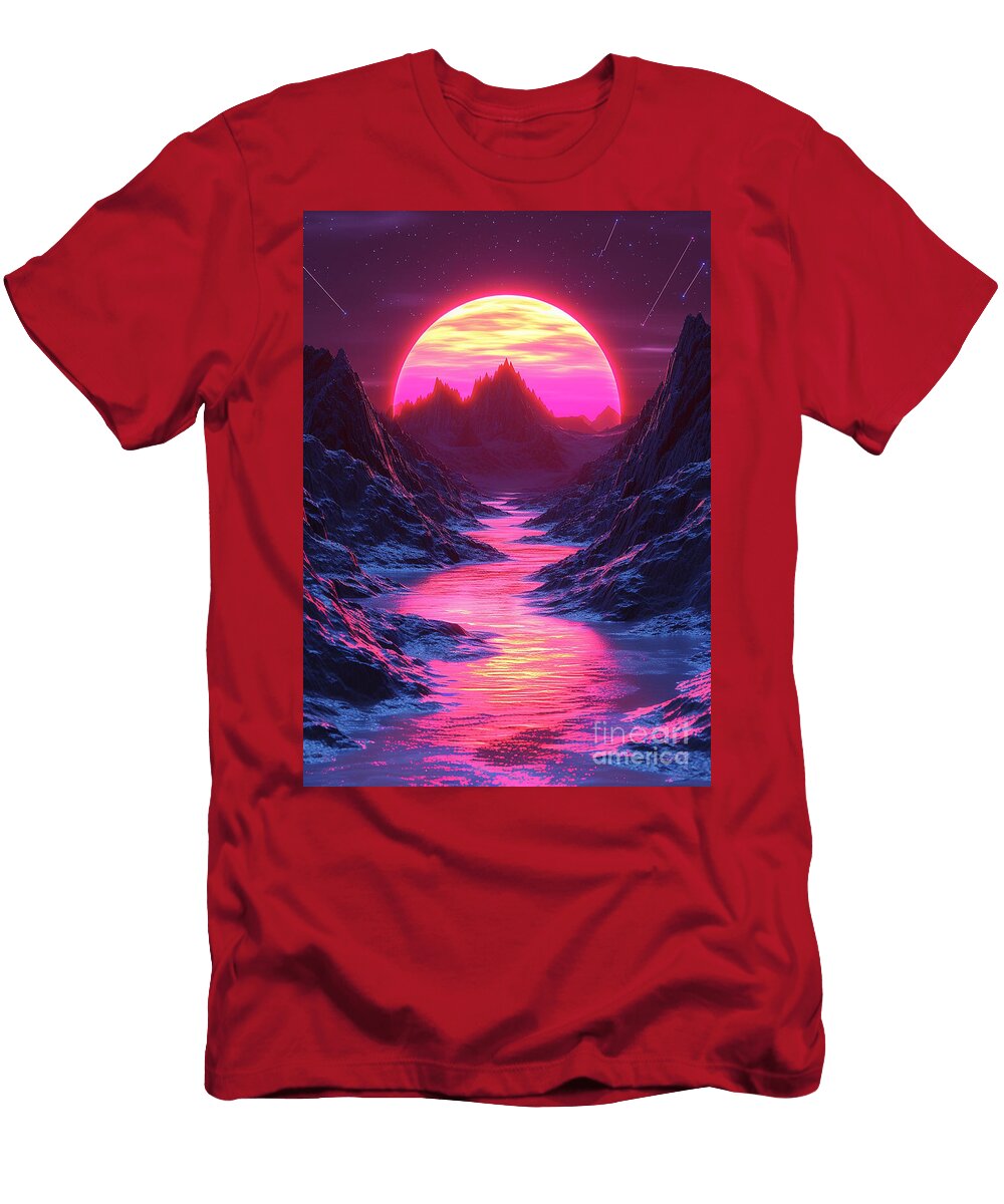 1 Digital Mesh Mountain Scape Retro Synthwave Foc By Asar Studios Artistic Rifki T-Shirt