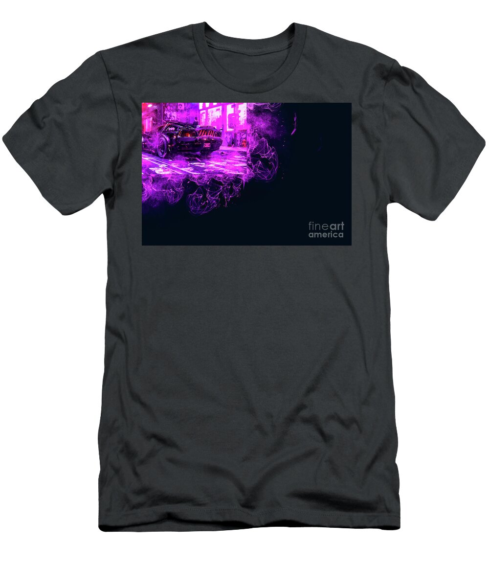 1 Dmc Delorean Synthwave Neon Cyberpunk Marietta Beatty T-Shirt