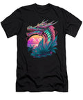1 Dragon Vaporwave Abstract Landscape Moon Tree Waterfall Toms Store T-Shirt