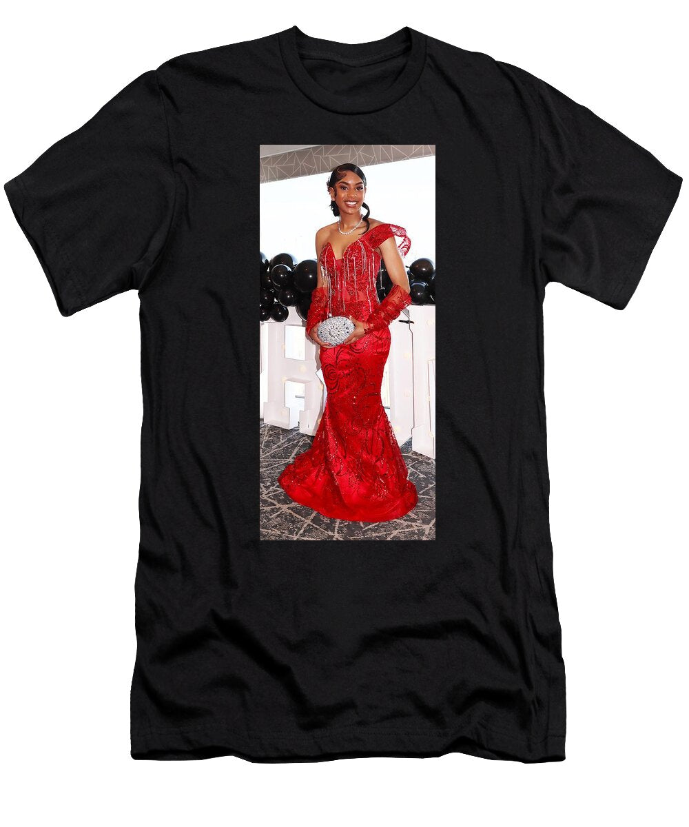 1 Elegant Woman in Red Gown Microdac T-Shirt