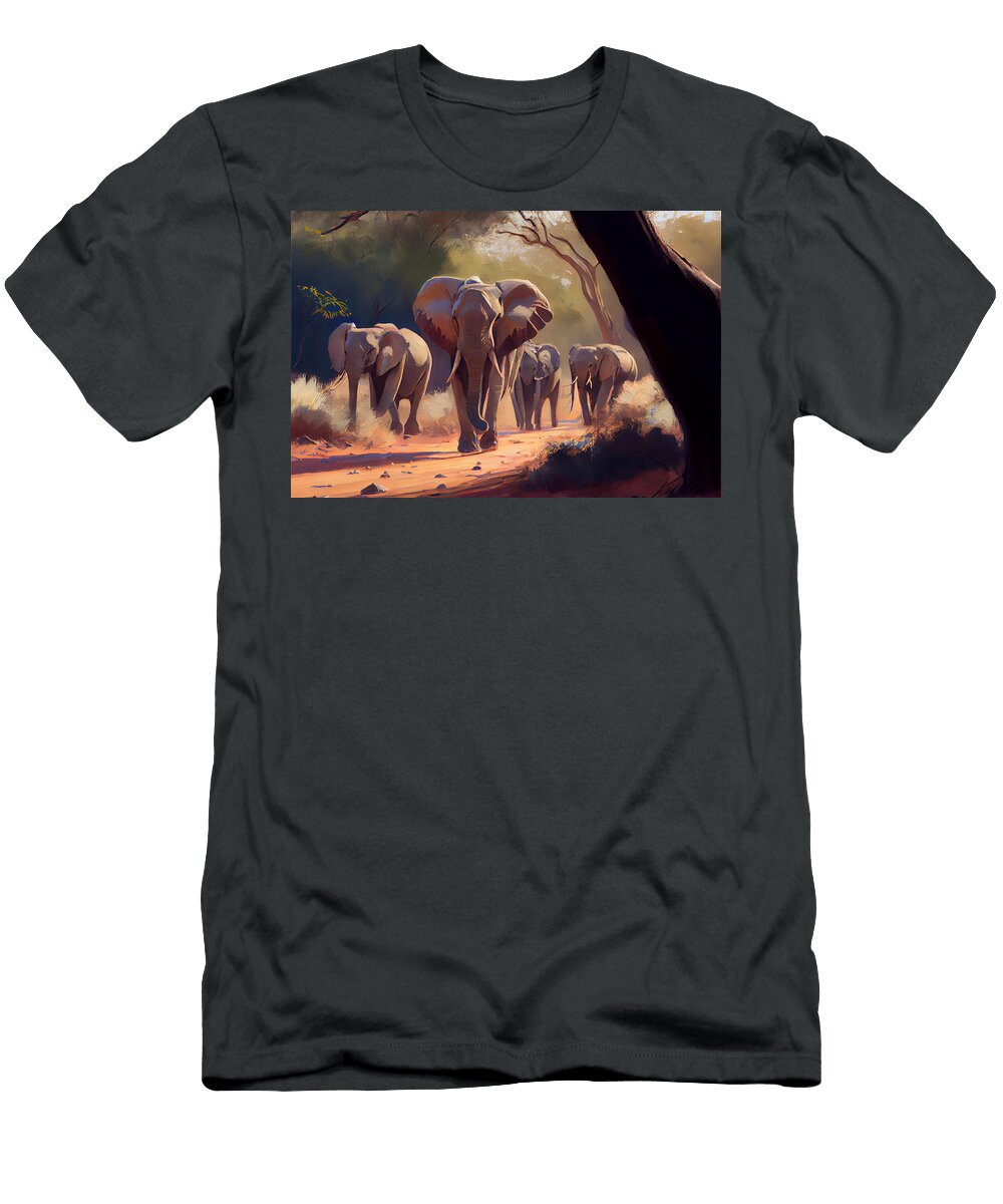 1 Elephants of Samburu in a Jack Kirby Style Gent By Asar Studios Celestial Images T-Shirt