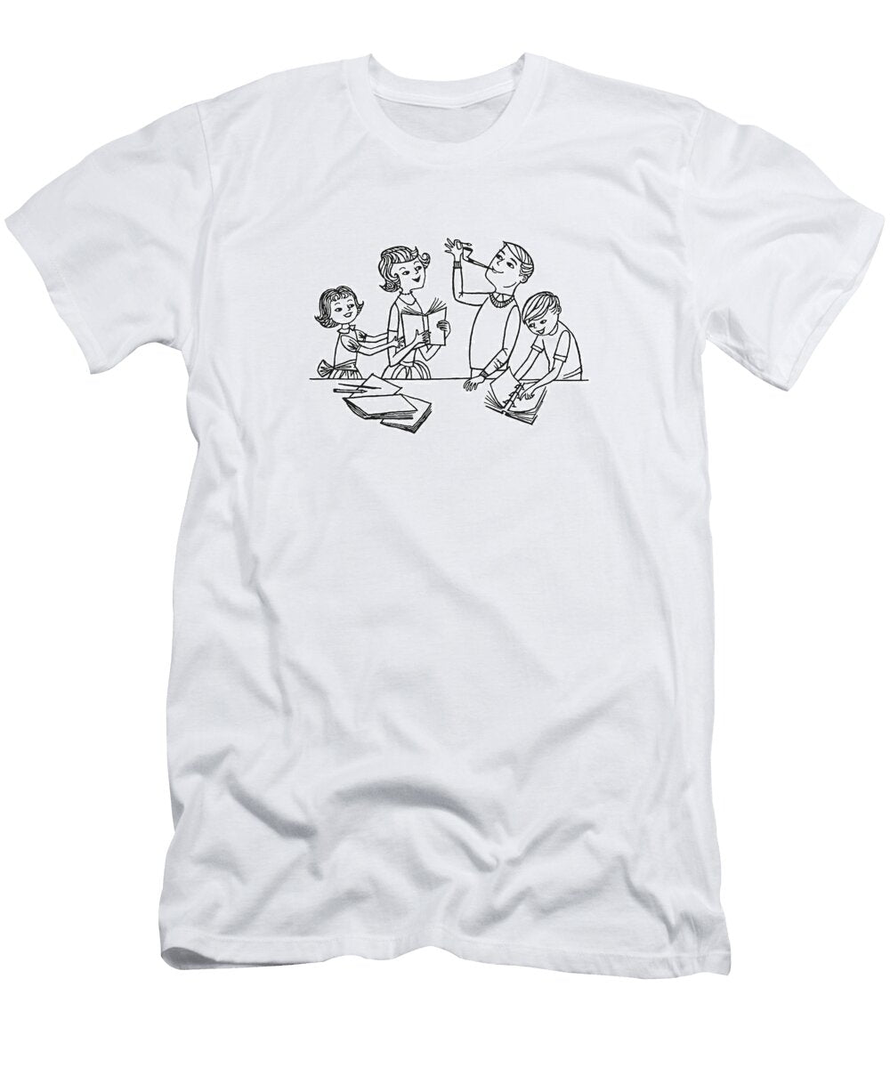1 Father Lighting Pipe with Family Csa Images T-Shirt