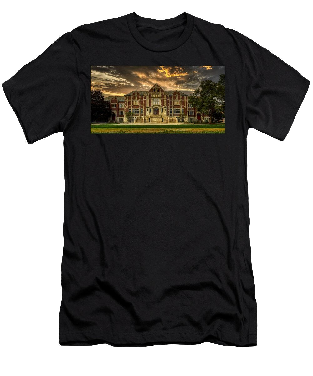 1 Fine Arts Building At Sunset Ball State University Library of Congress T-Shirt