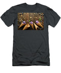 1 Flat Lay View At Wafer Cones with Blackberry Icecream on Wooden Olena Mykhaylova T-Shirt